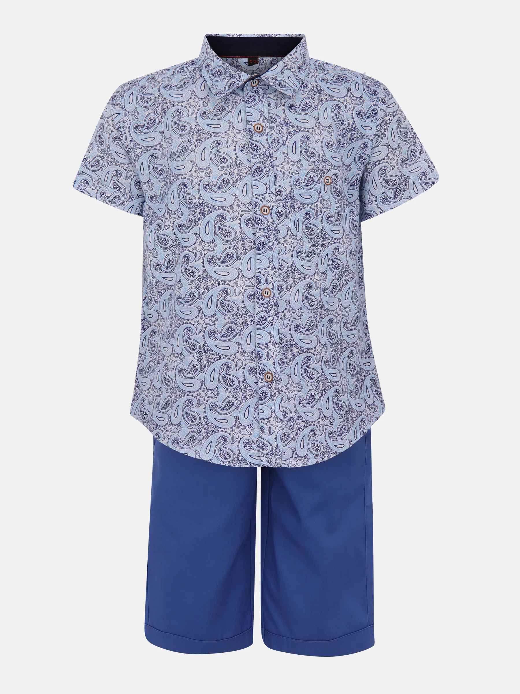 Sky Blue Printed Cotton Shirt Pant Set